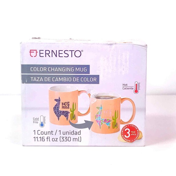 LLAMA Color Changing Mug by Ernesto Hot Cold Bright Cactus NEW IN BOX - Picture 2 of 7